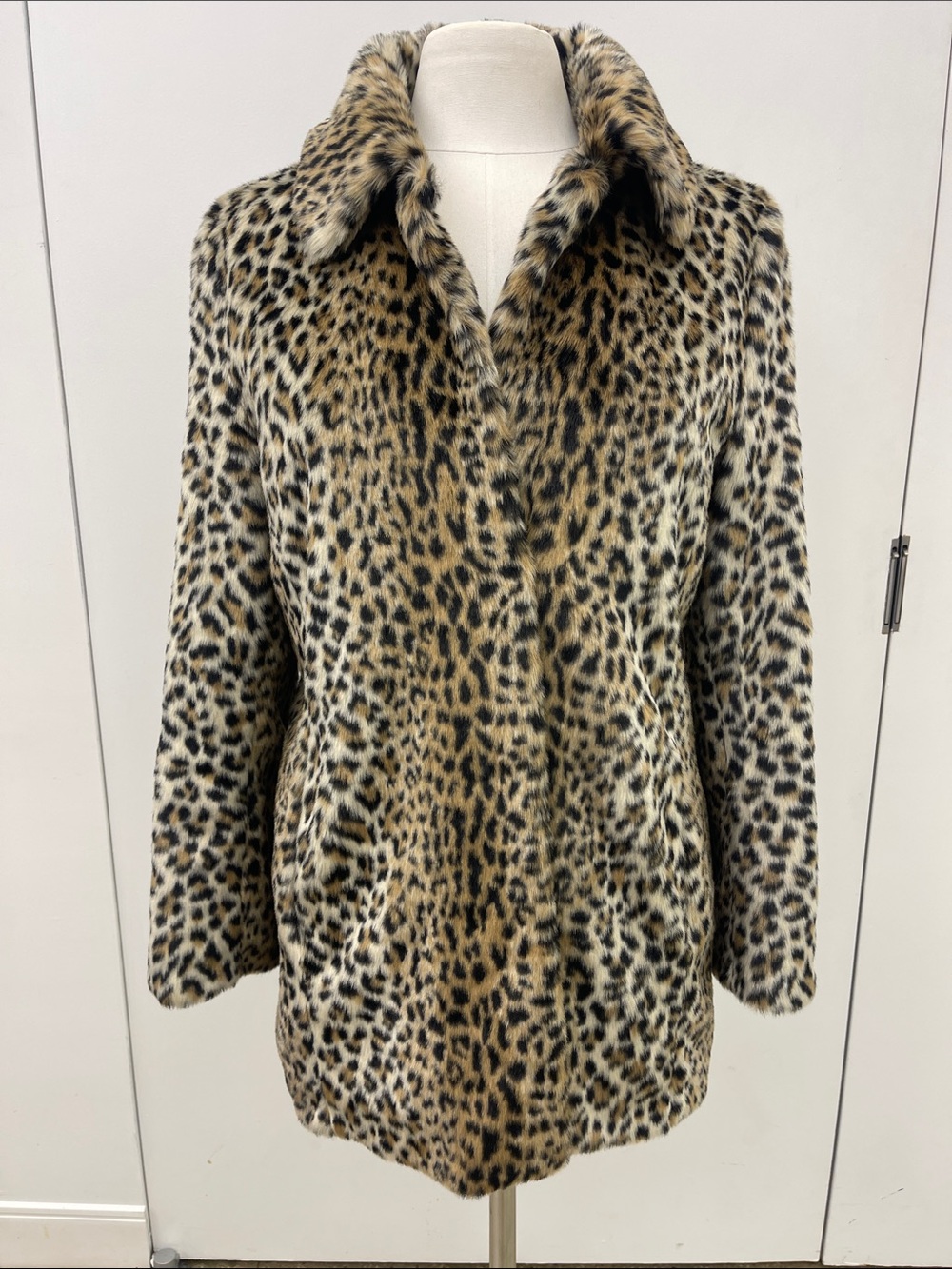 Express Leopard Print Faux Fur jacket in Tan and Black